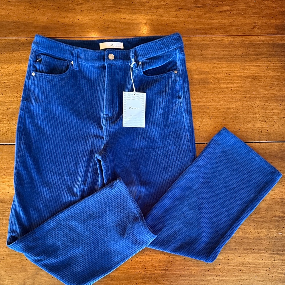 KanCan Royal Blue Corduroy Straight Leg Jeans